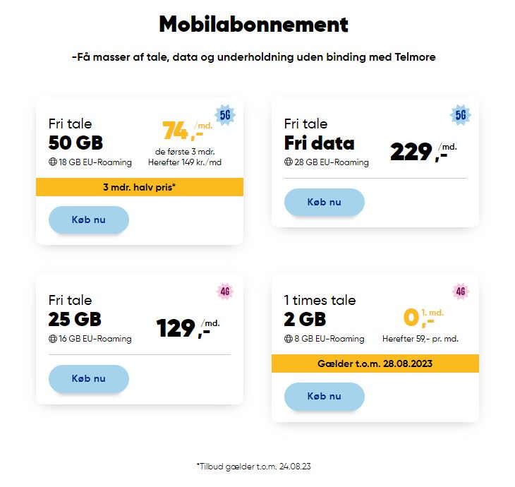 Telmore mobilabonnementer